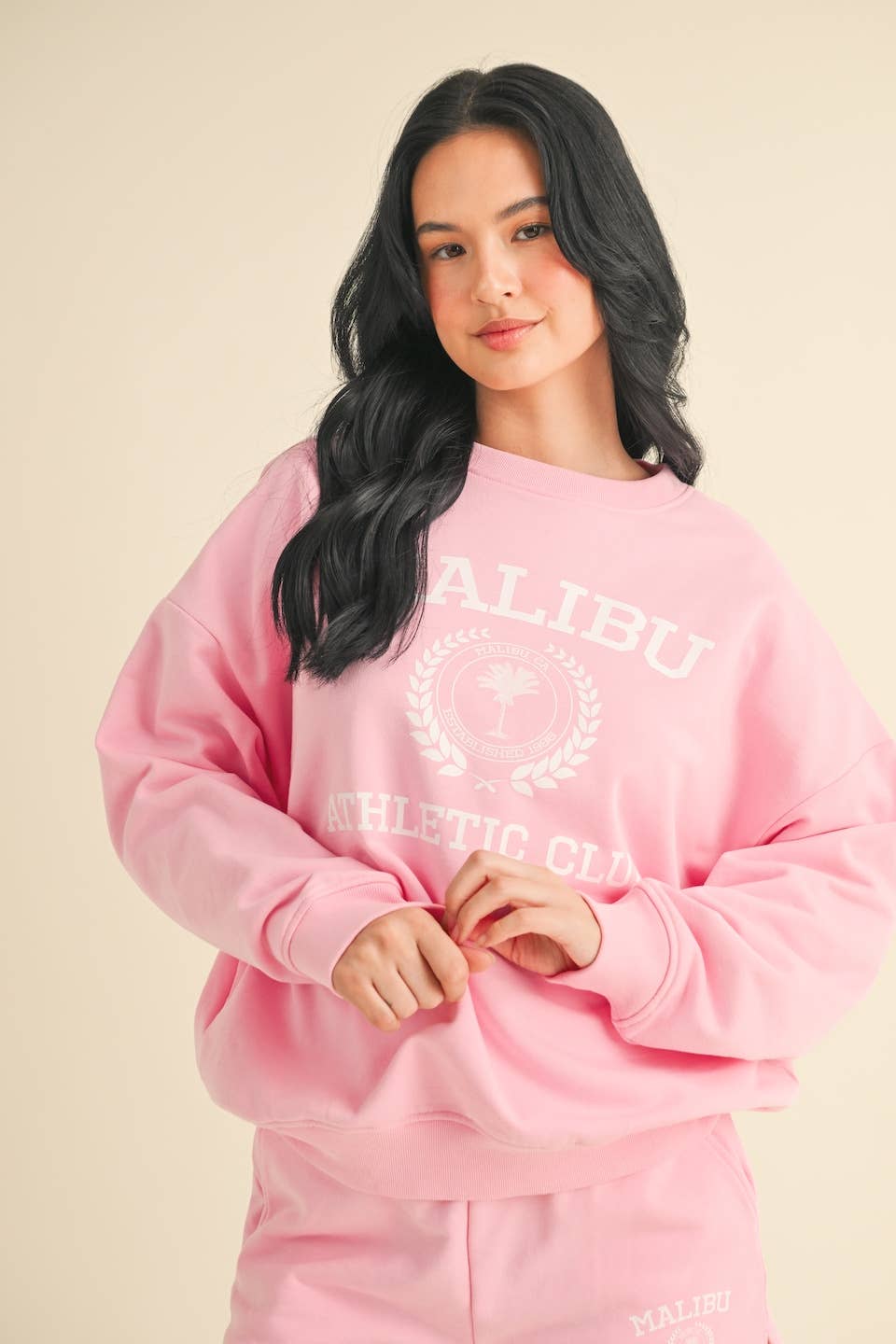 Malibu Athletic Club Crewneck Sweatshirt: Pink