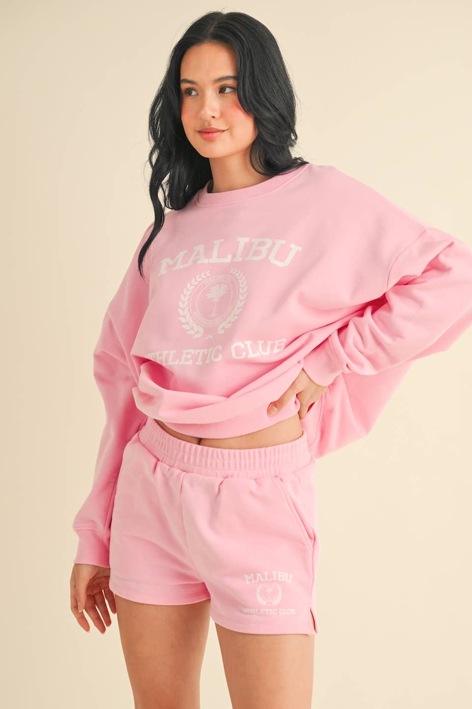 Malibu Athletic Club Crewneck Sweatshirt: Pink