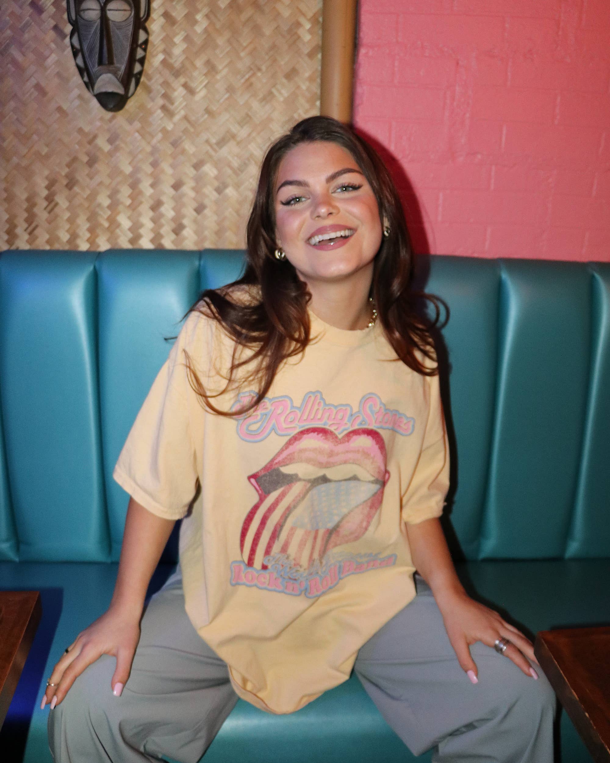 Rollings Stones World's Greatest Band Yellow Thrifted Tee