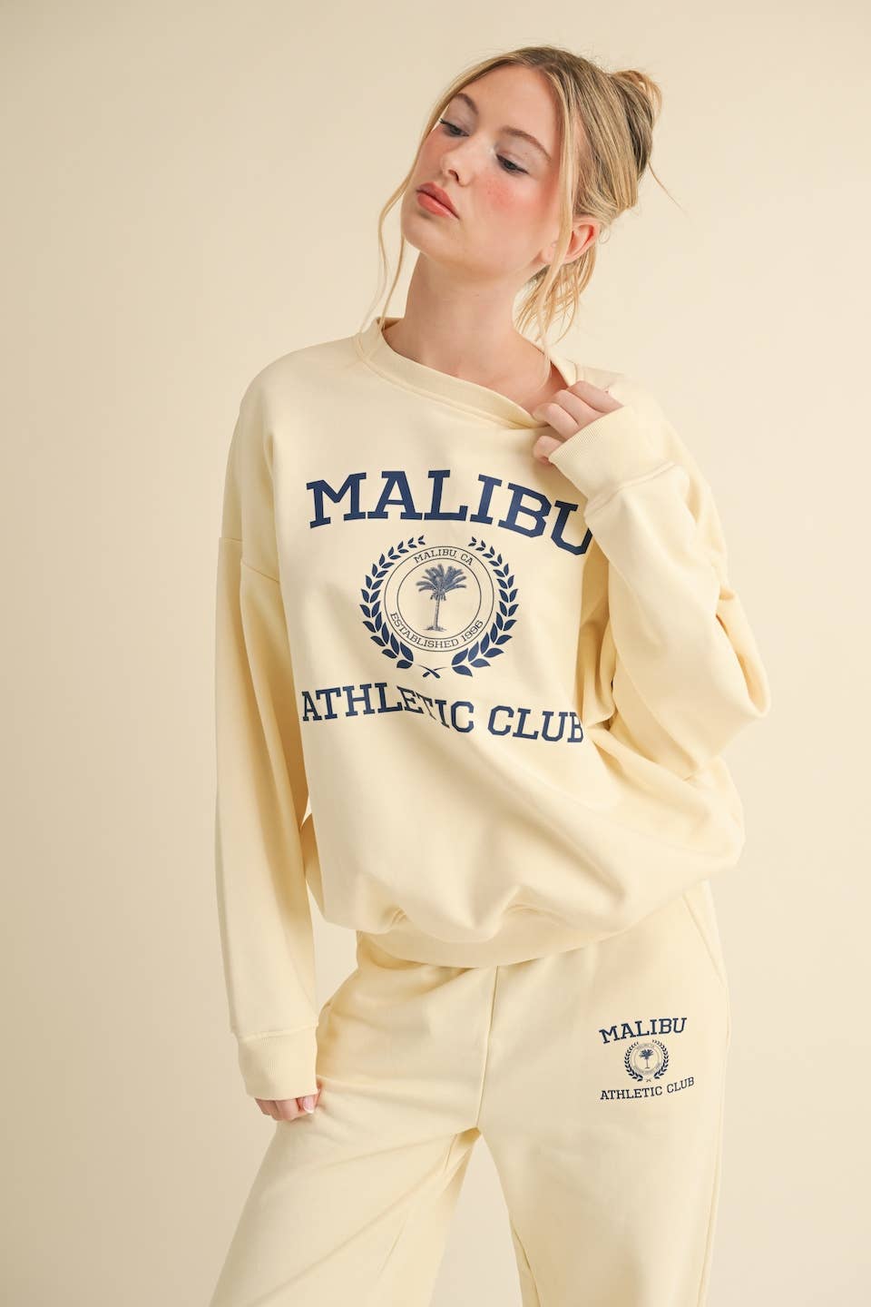 Malibu Athletic Club Crewneck Sweatshirt: Pink