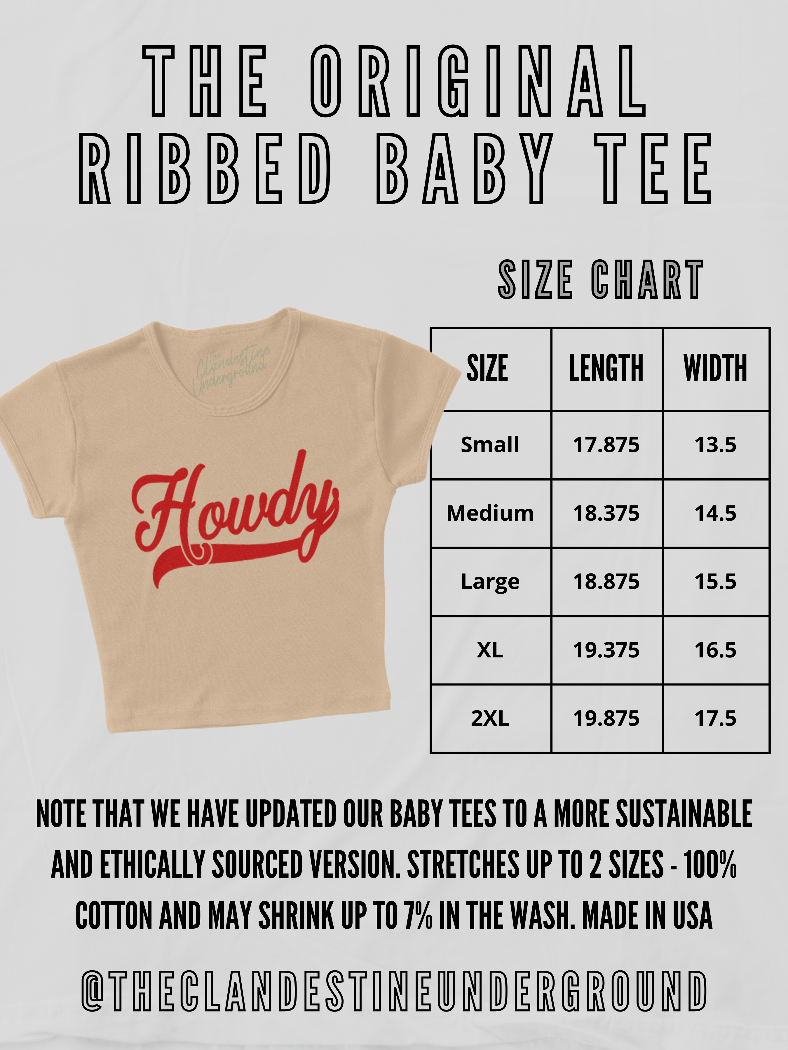Howdy, Western Cowgirl Micro-Ribbed Baby Tee: Tan