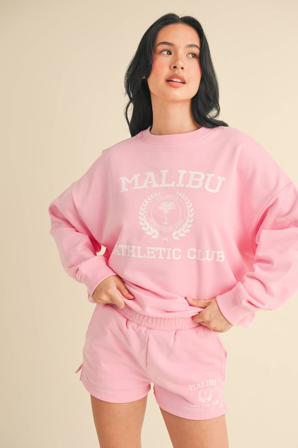Malibu Athletic Club Crewneck Sweatshirt: Pink