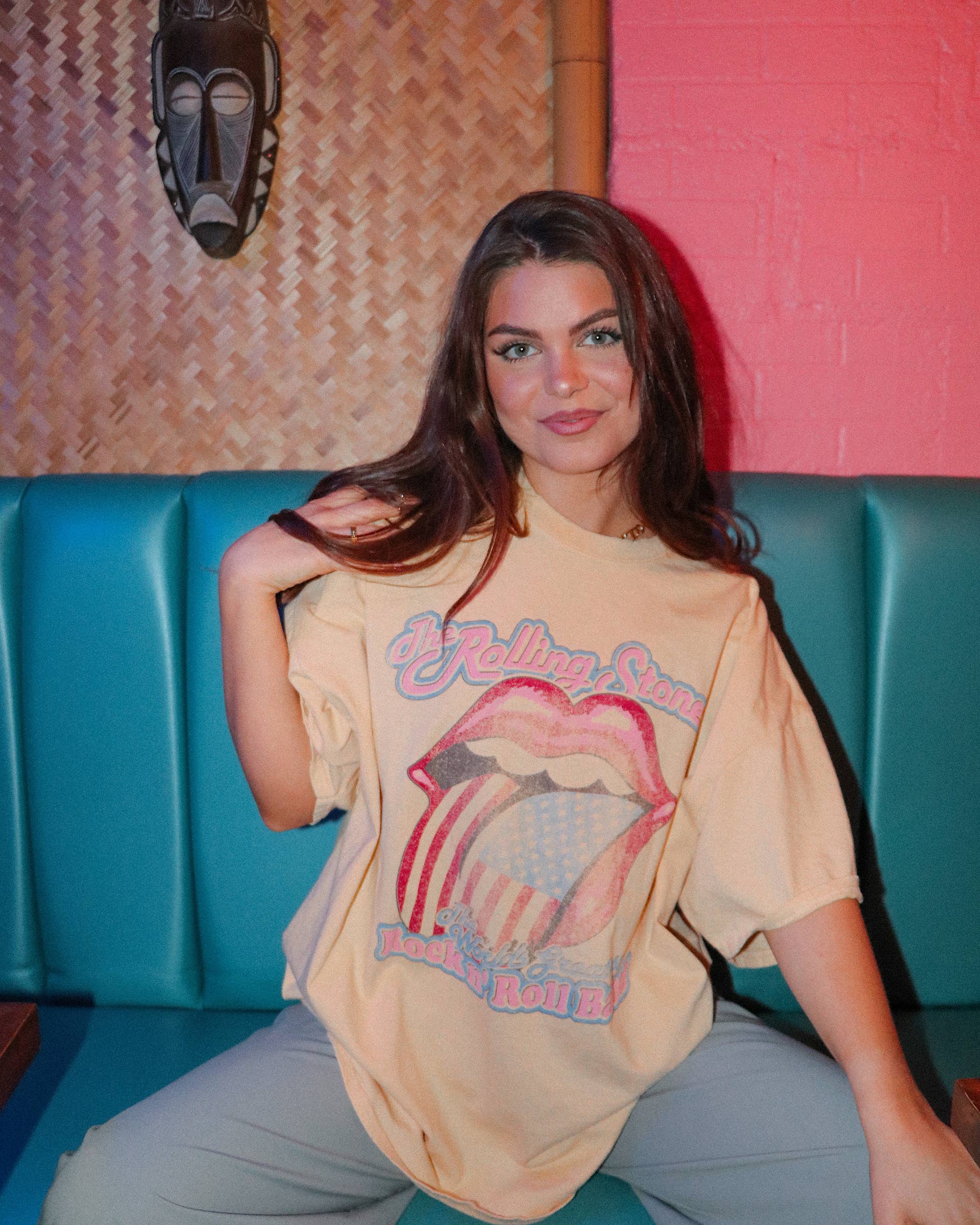 Rollings Stones World's Greatest Band Yellow Thrifted Tee