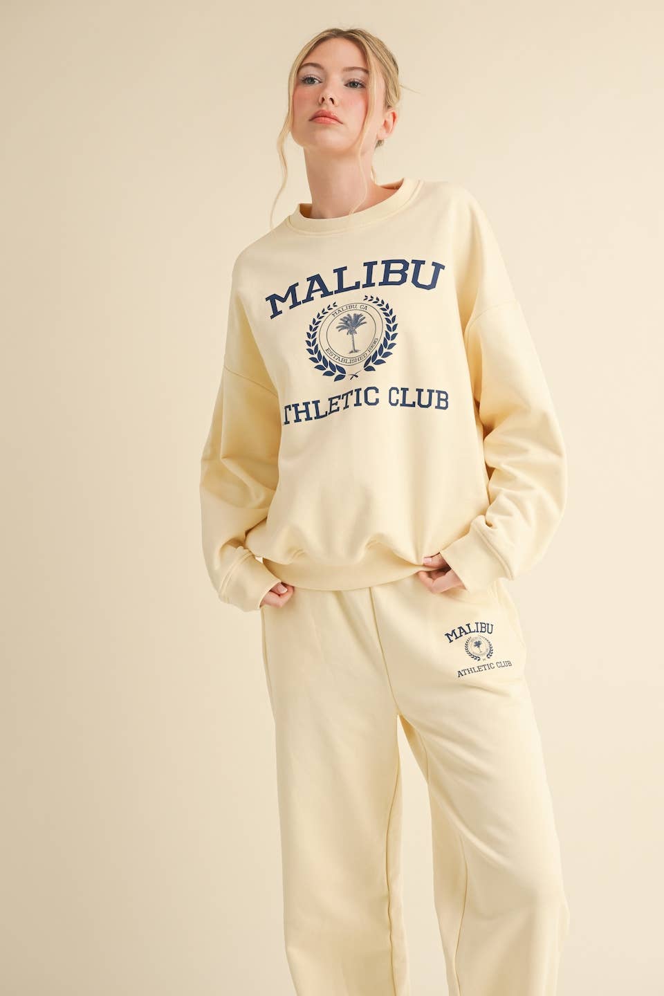 Malibu Athletic Club Crewneck Sweatshirt: Pink