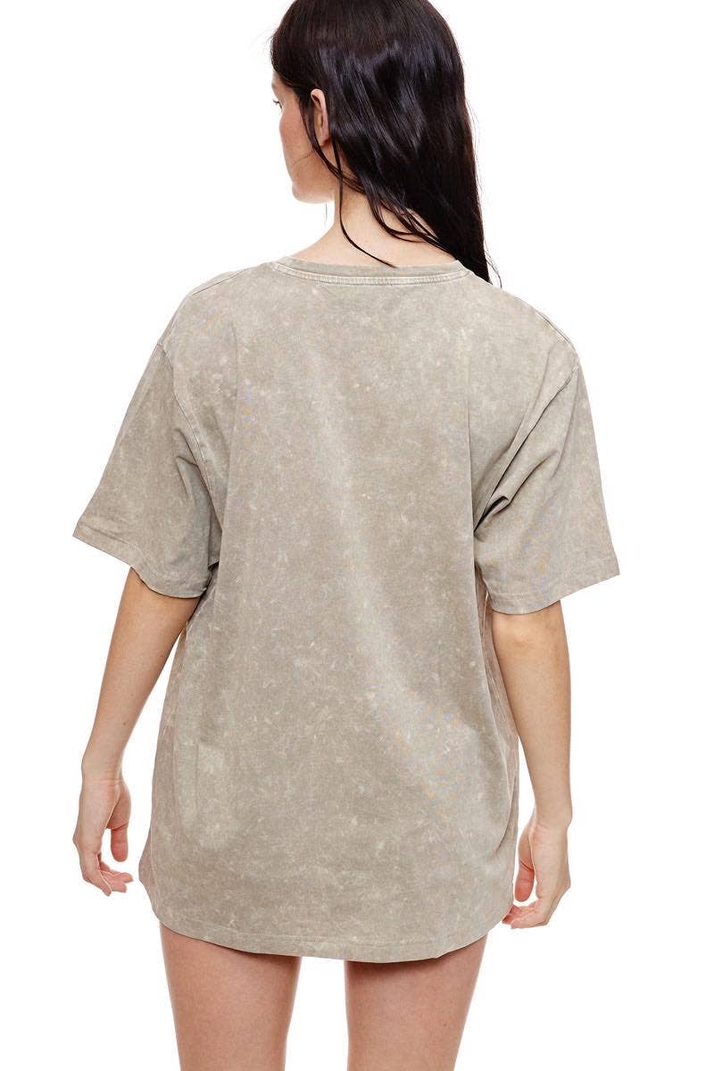 Dreamer Butterfly Vintage Graphic S/S Boyfriend Fit Tee: MOCHA