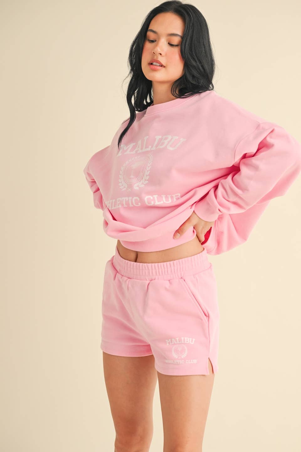 Malibu Athletic Club Crewneck Sweatshirt: Pink