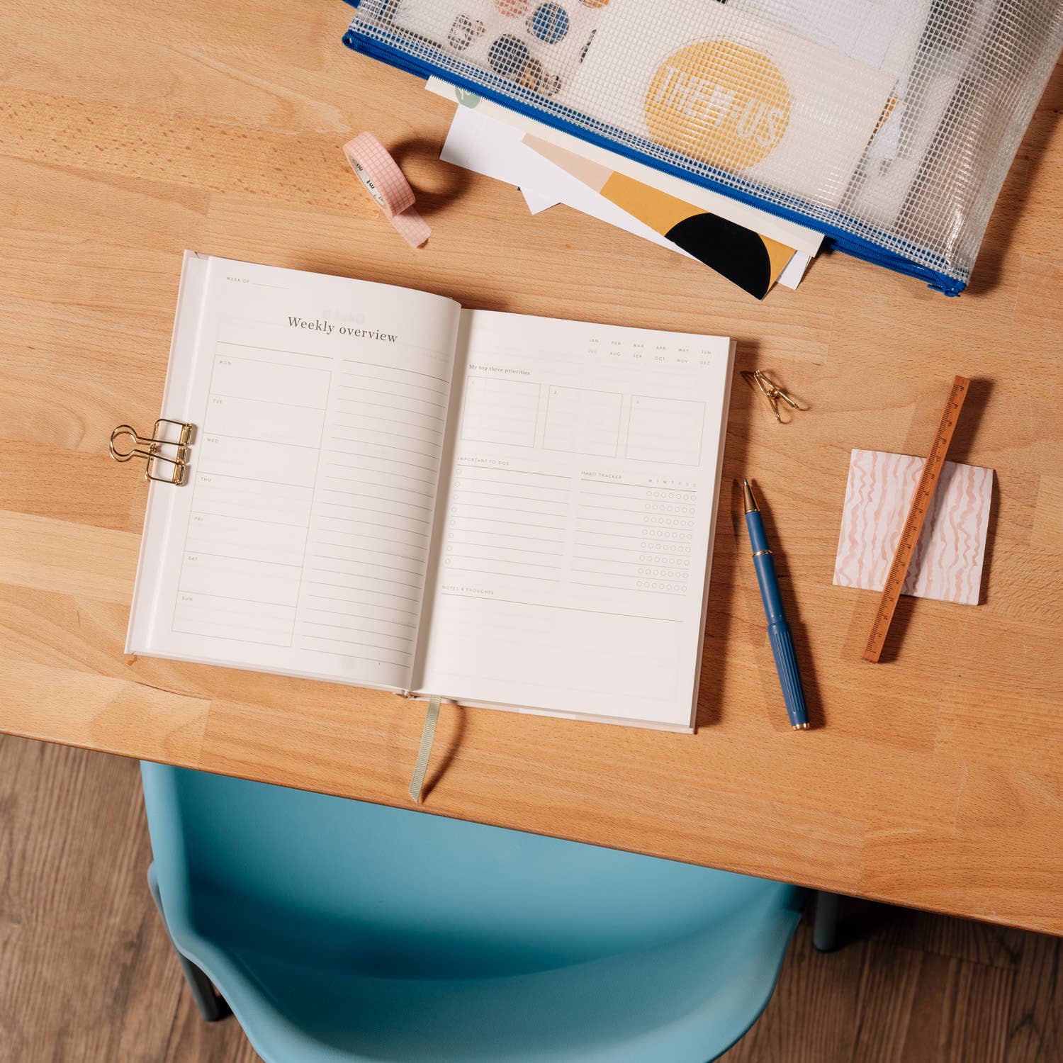 Daily Planner, Undated, A5 Hardcover - Time To Bloom