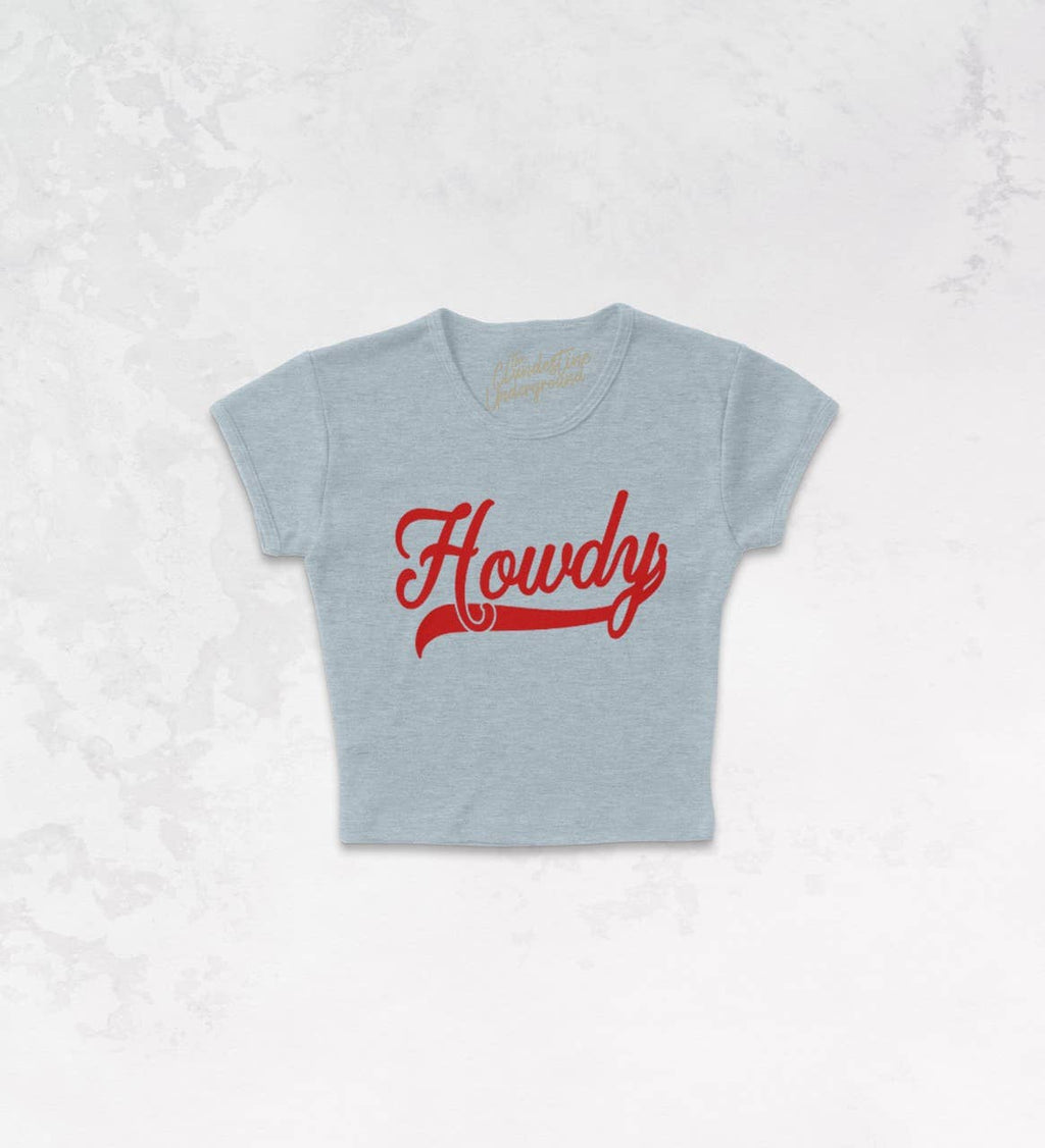 Howdy, Western Cowgirl Micro-Ribbed Baby Tee: Tan