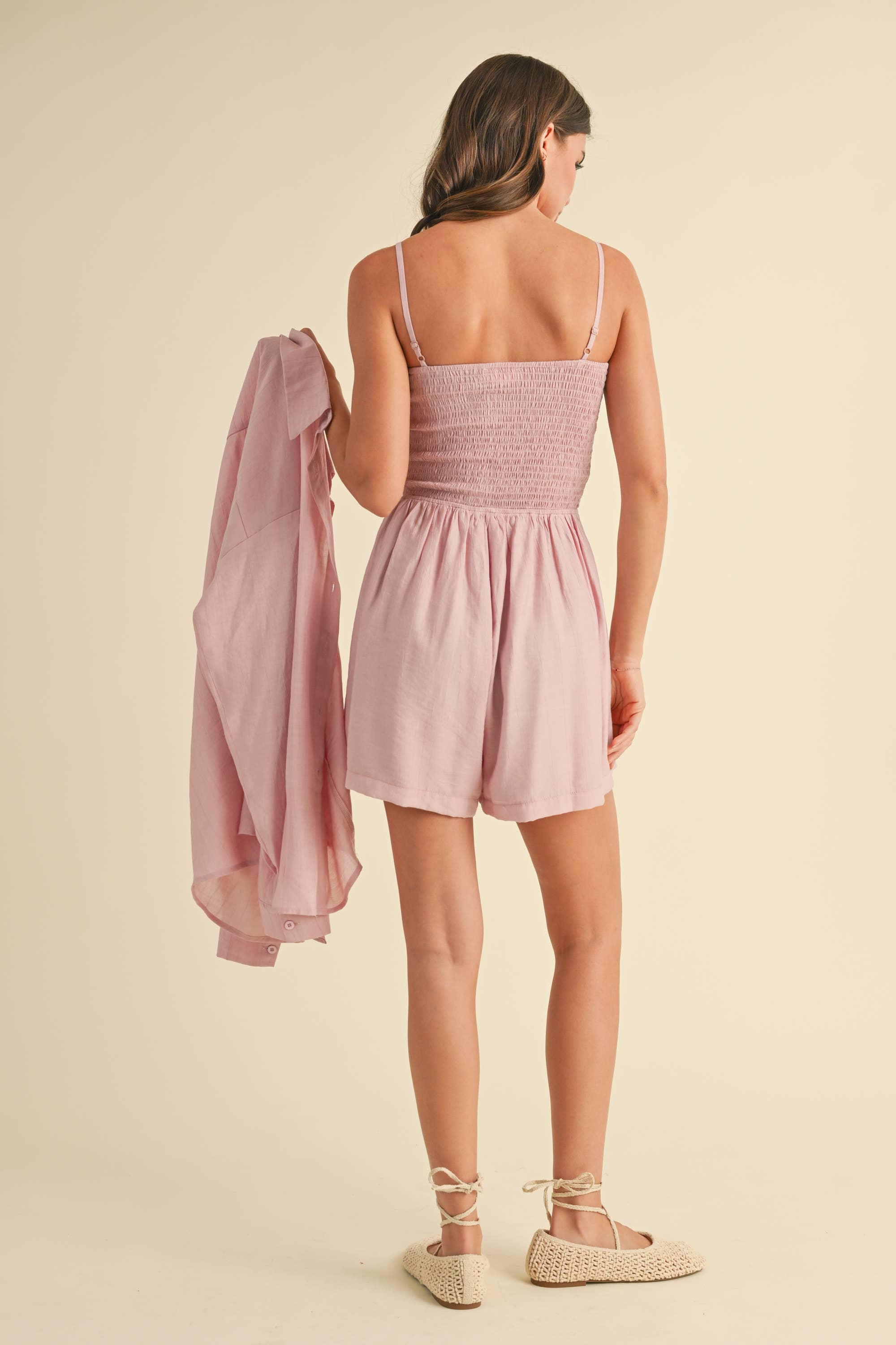 GAUZE TUBE ROMPER AND LONG SLEEVE TOP SET: LIGHT PINK