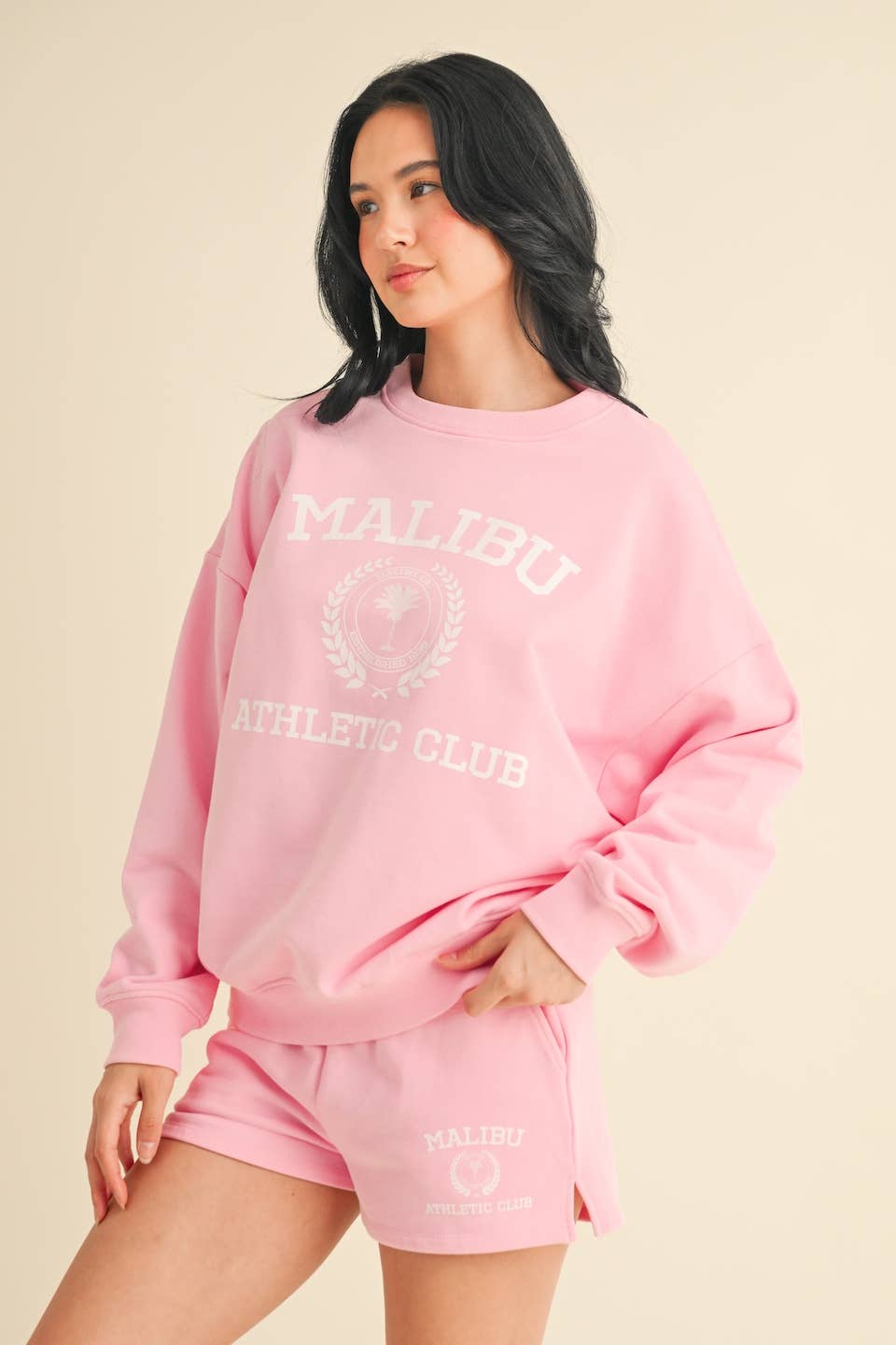 Malibu Athletic Club Crewneck Sweatshirt: Pink
