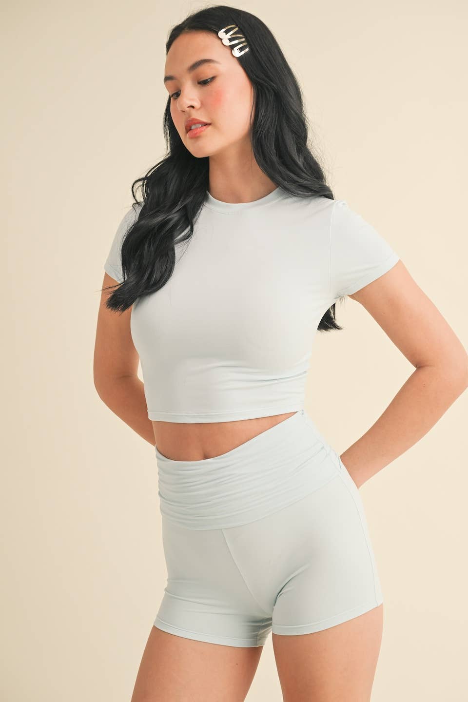 Soft Knit Jersey Crewneck Tee: Baby Blue